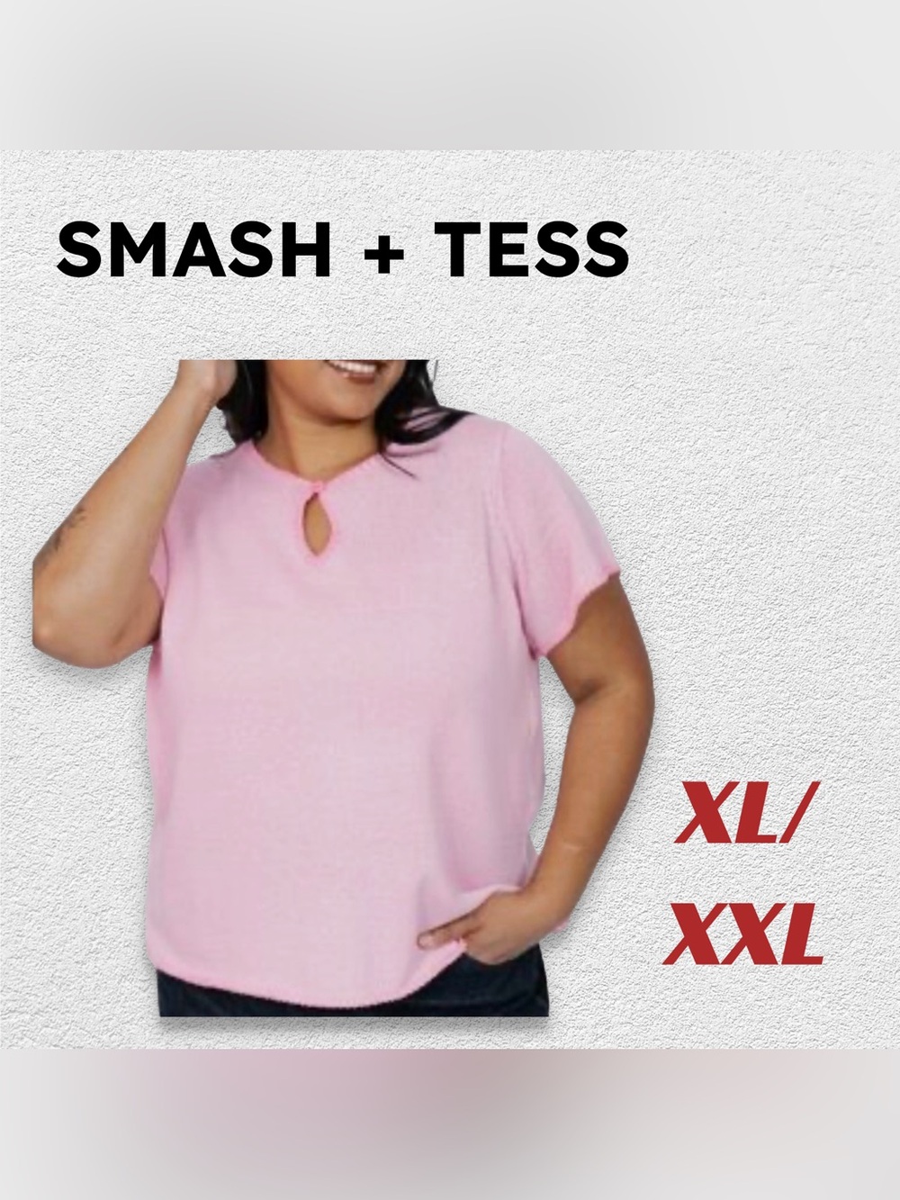 🇨🇦👍GUC SMASH + TESS | XL/2X | Pink Rhea Lightweight Knit Top with keyhole neck